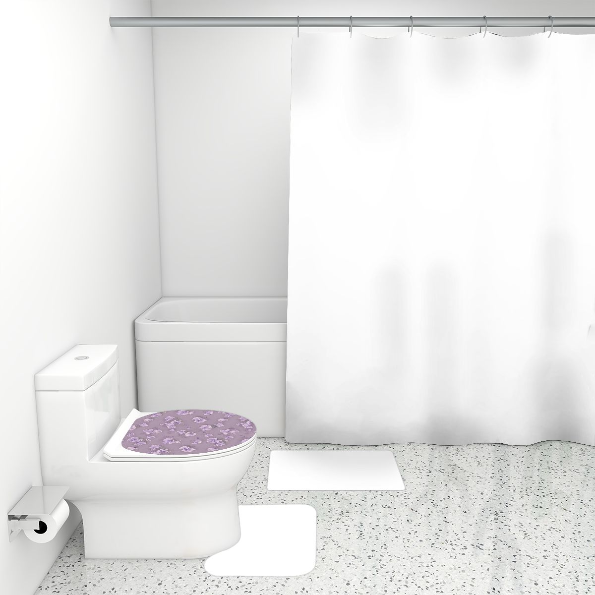 Bathroom Rugs Set with Shower Curtain 4 pcs 23groszeklawendaaop