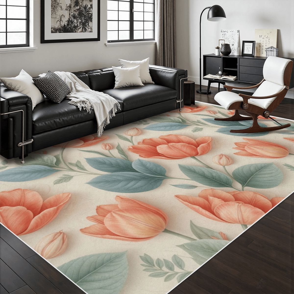 Area Rug with White Border 39tulipanyv2aop