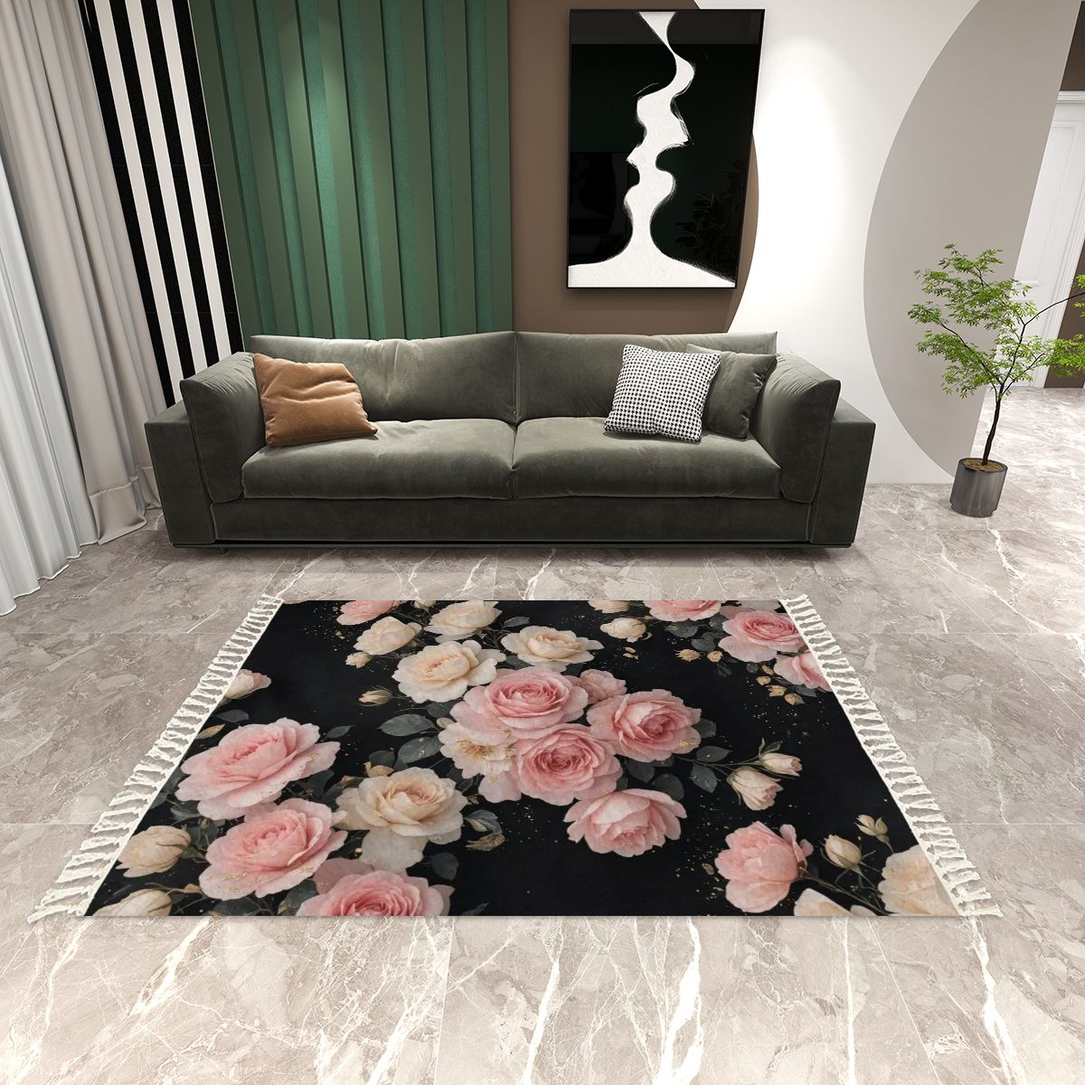 Roze Kaskada — Rug with tassels