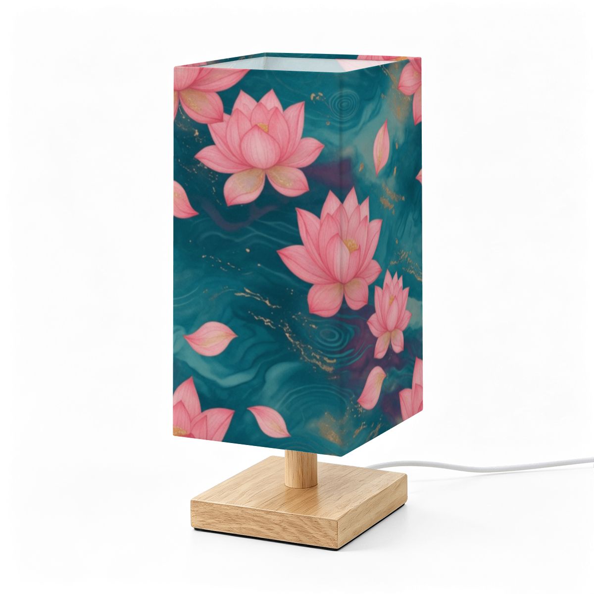 Lotosy Teal — Lampa stołowa kwadratowa