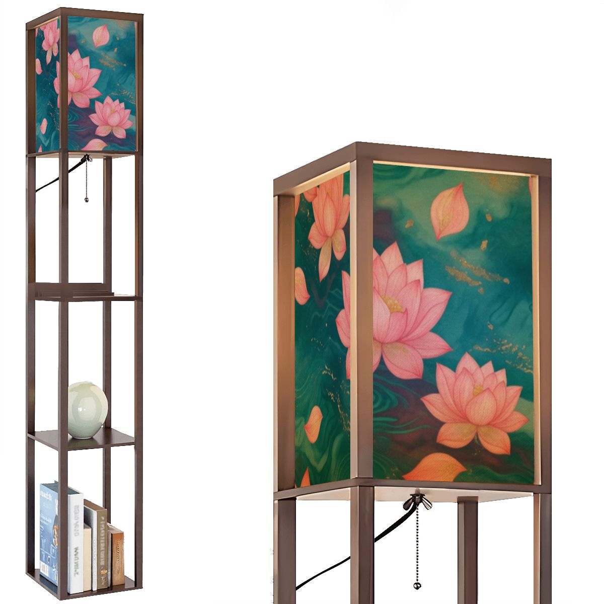 Floor Lamp with Shelves (Made in USA) 15lotosytealaop