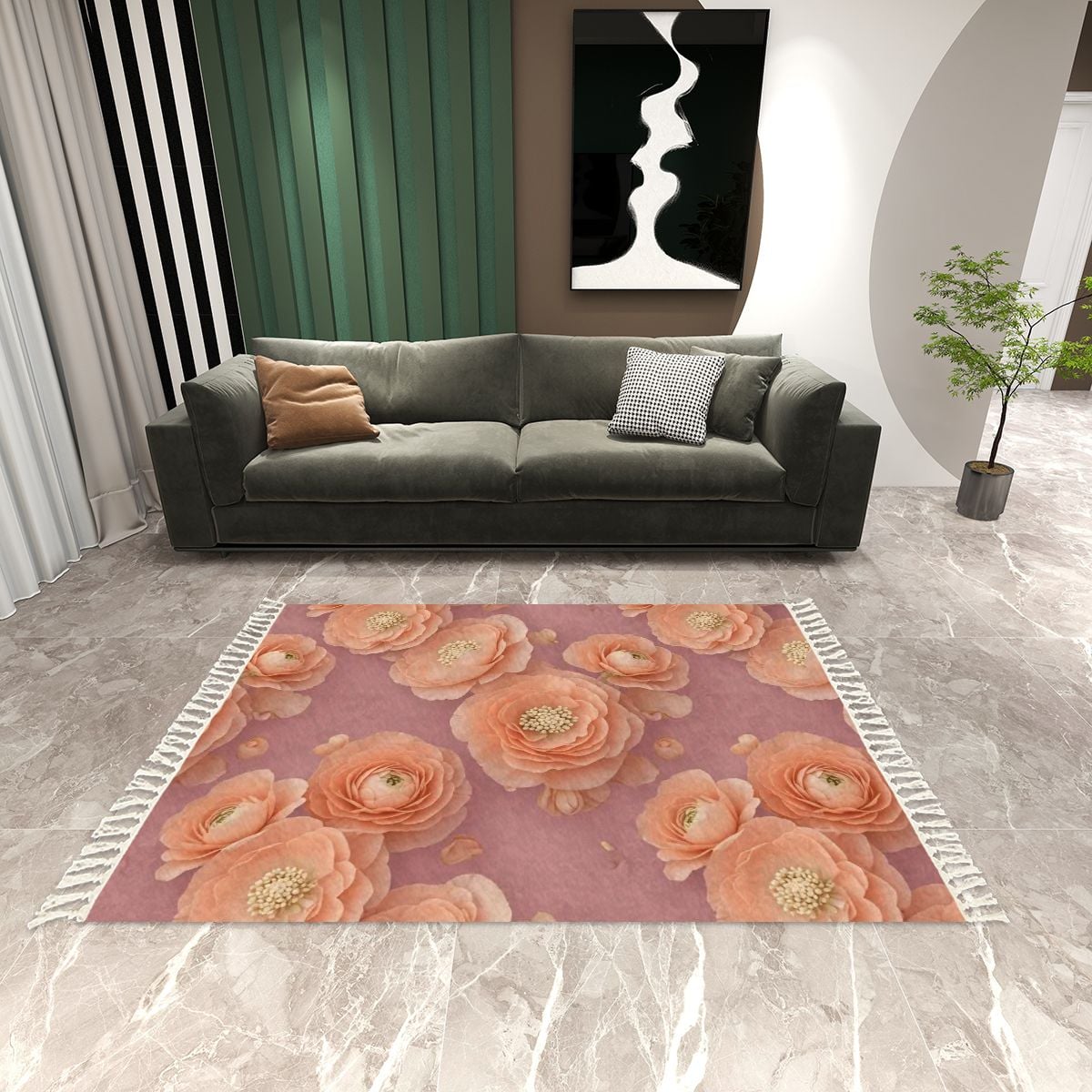 Area Rug with Tassels (8:5) 19jaskrybrzoskwiniaaop