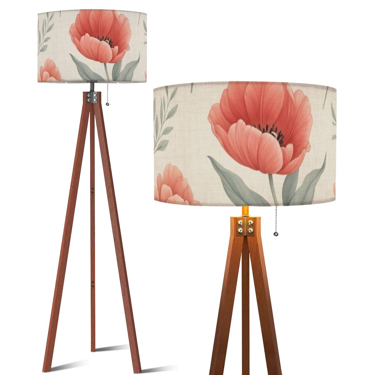 Tripod Floor Lamp (Made in USA) 14tulipanypeachaop