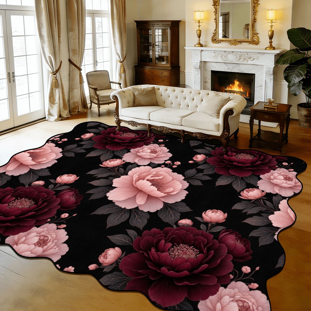 Peonie Garden — Scalloped rug
