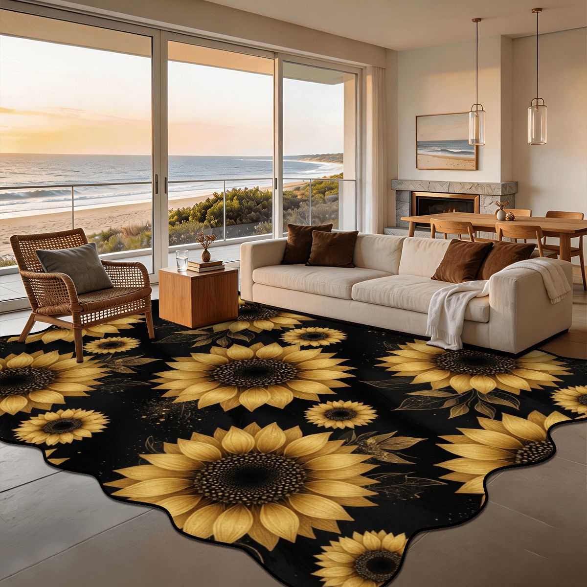 Scalloped Area Rug 144"x108" 22slonecznikigoldaop