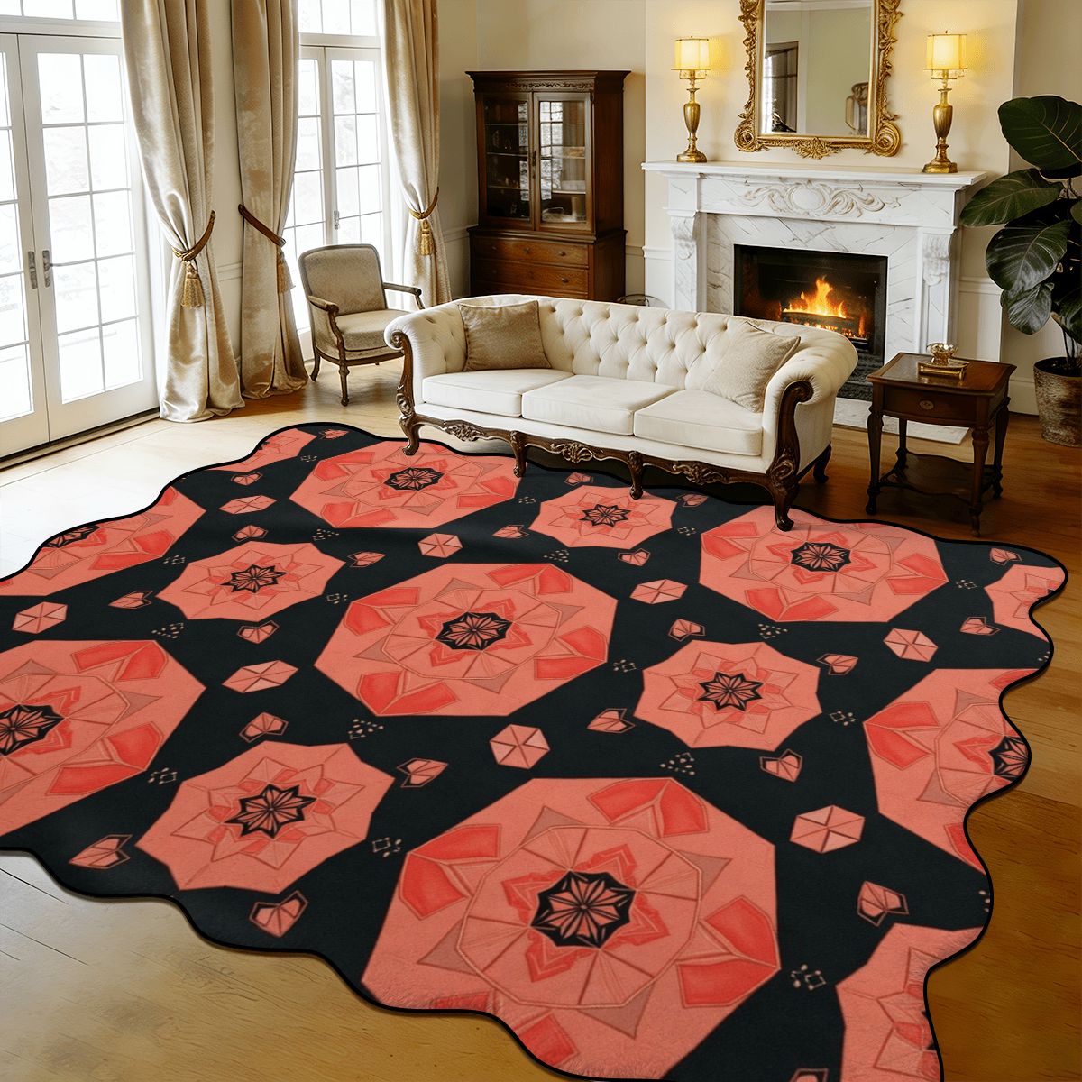Scalloped Area Rug 168"x118" 41cameliav2aop