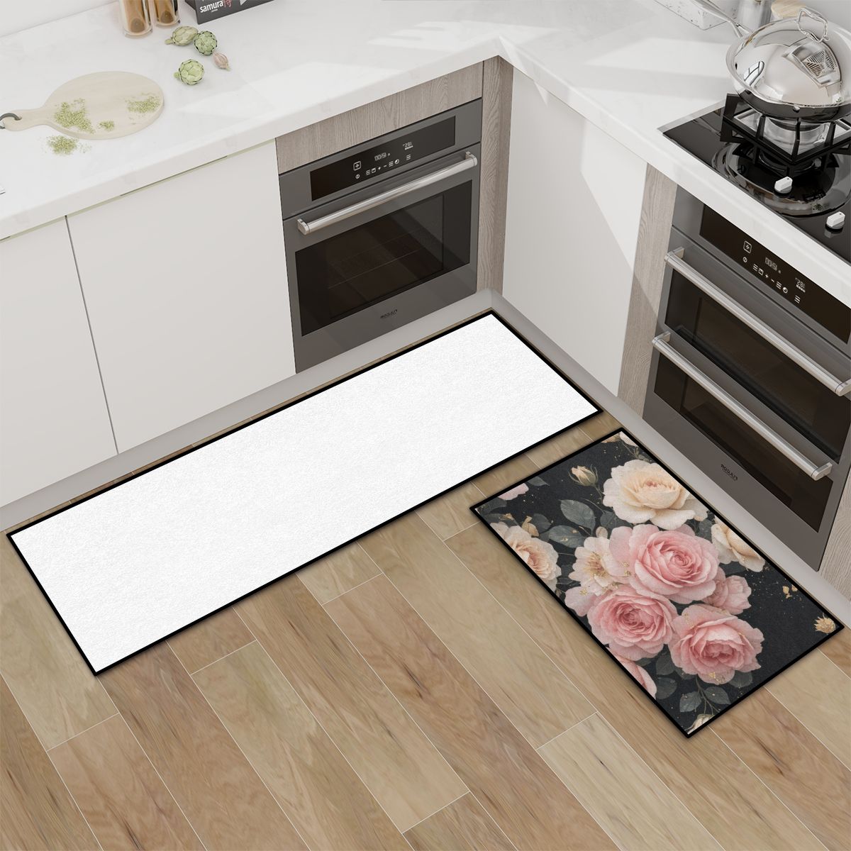 Kitchen Area Rug Set for Floor NonSlip Washable 27rozekaskadaaop
