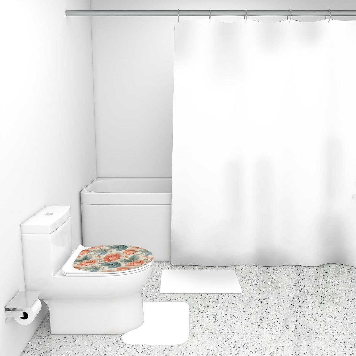 Bathroom Rugs Set with Shower Curtain 4 pcs 39tulipanyv2aop