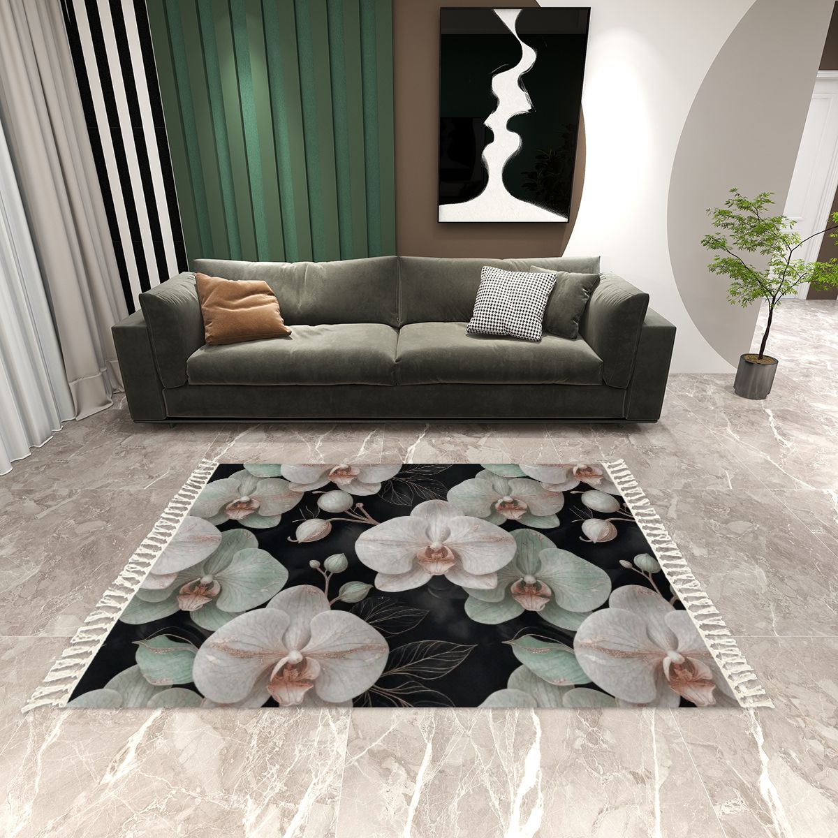 Orchidee Geste — Rug with tassels