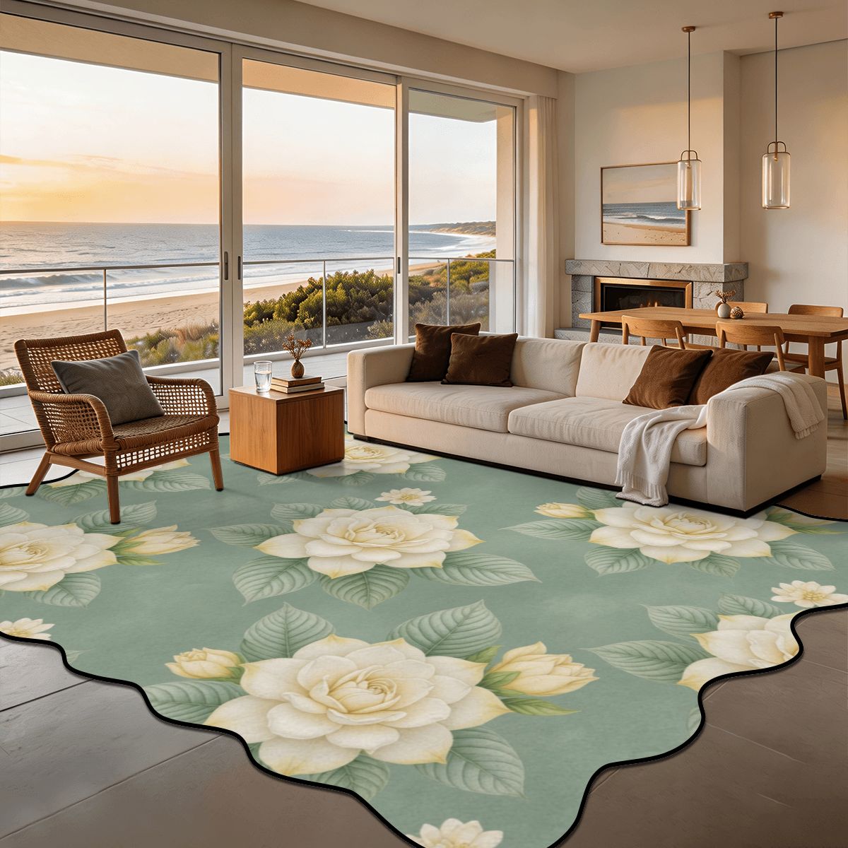 Scalloped Area Rug 144"x108" 43gardeniev2aop