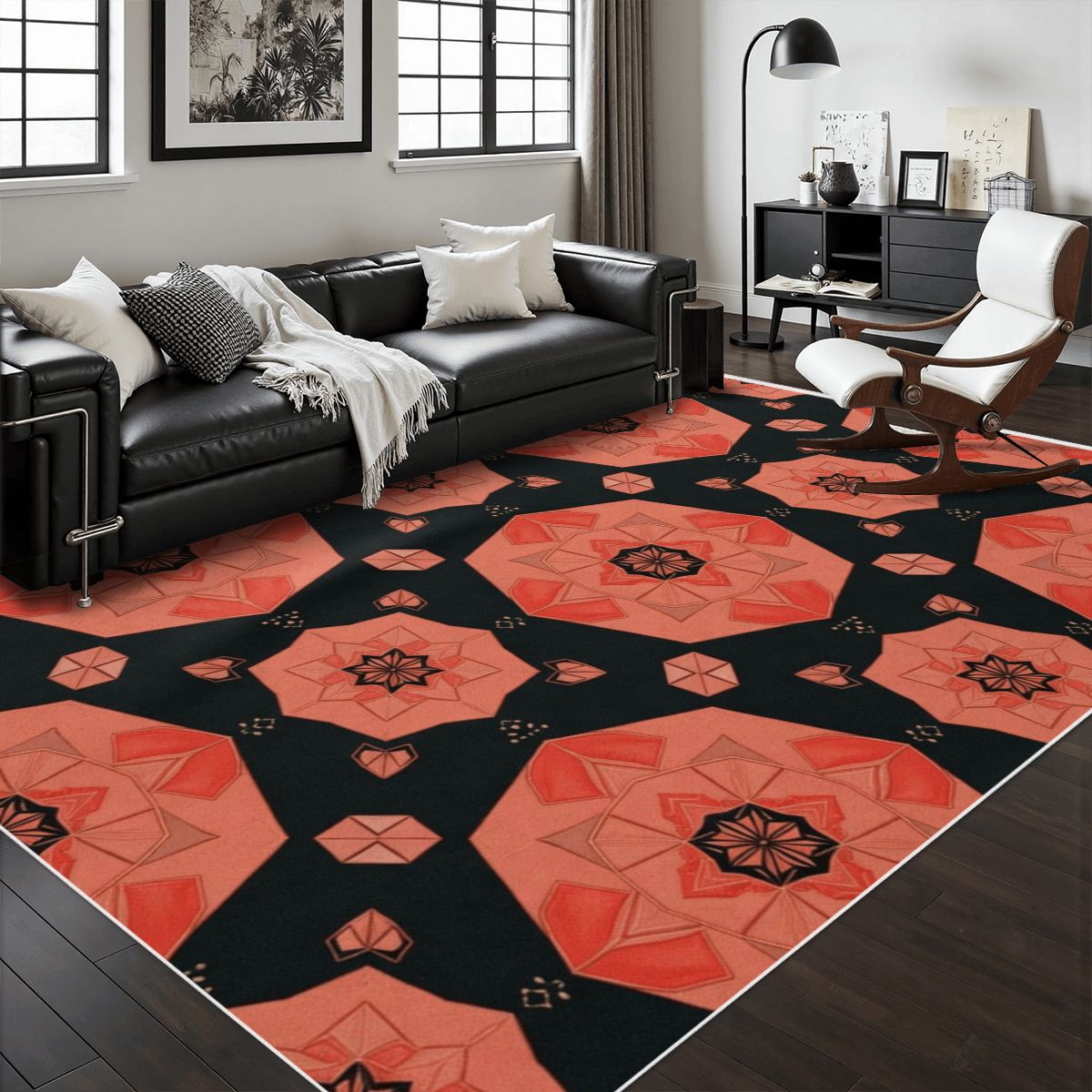 Area Rug with White Border 41cameliav2aop