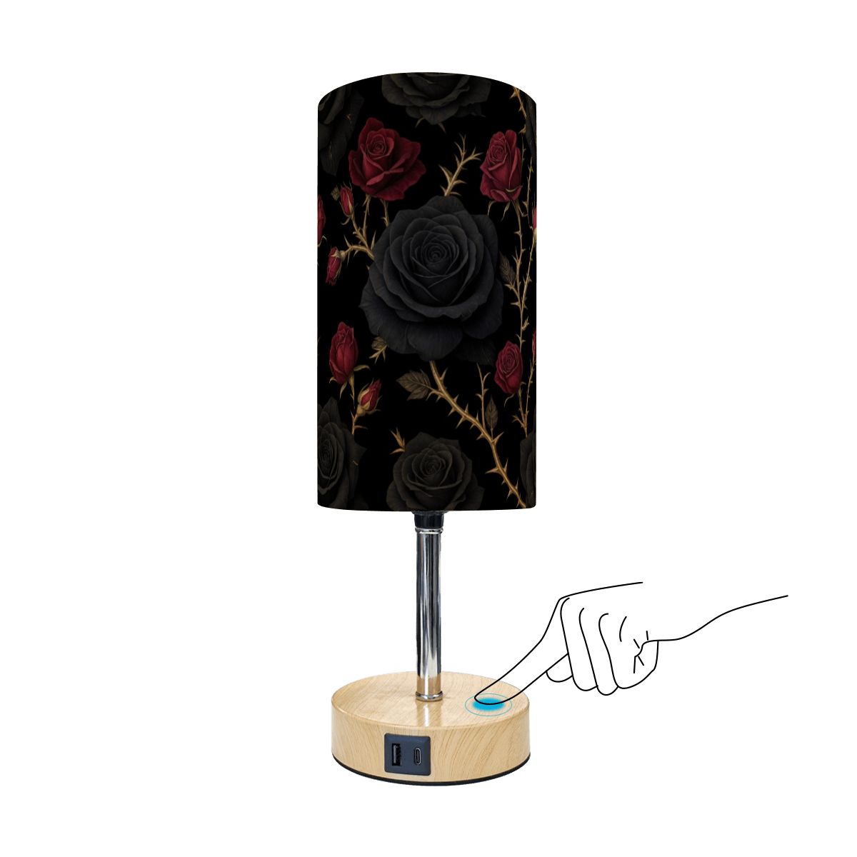 Touch Bedside Table Lamp with USB 34noirrosev2aop