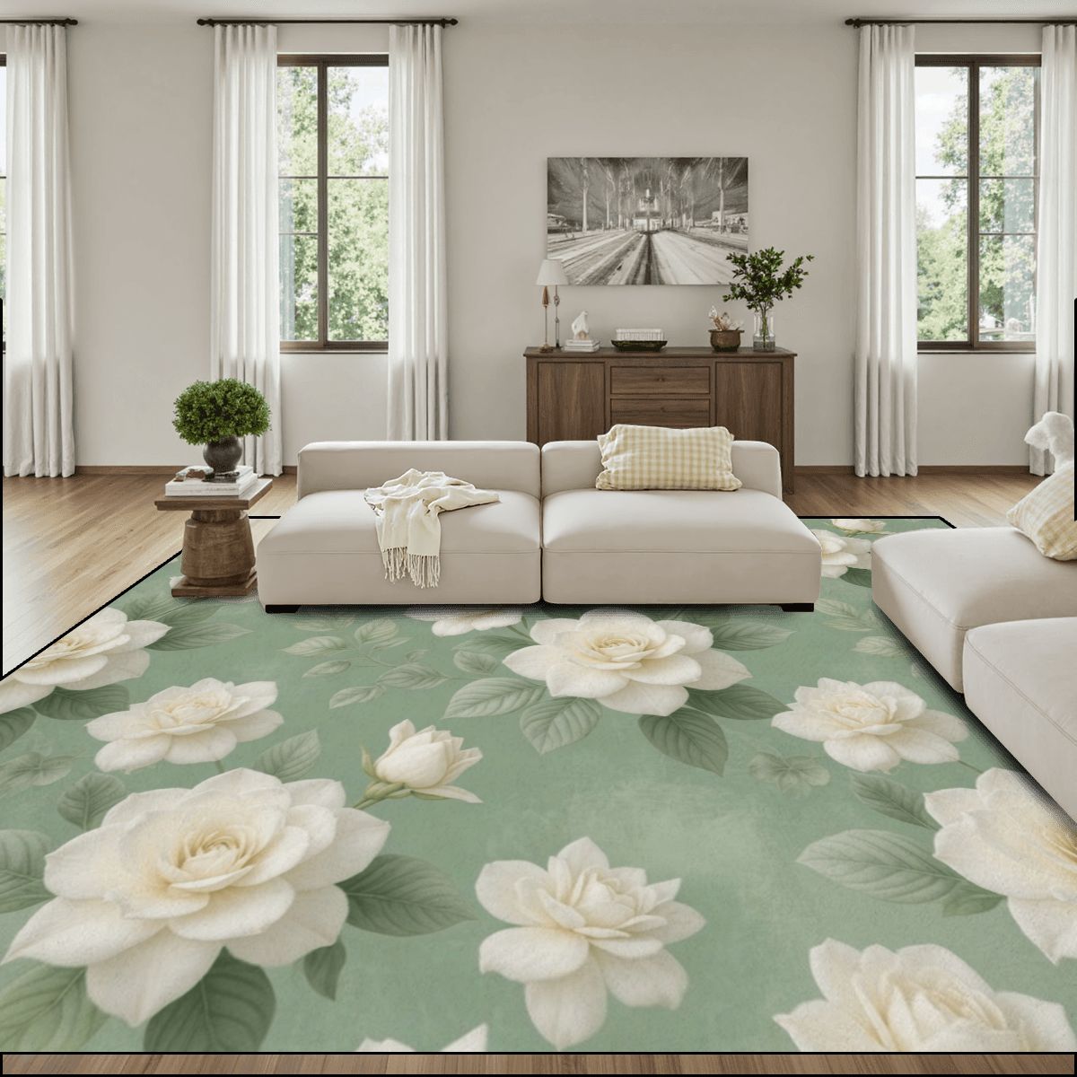 Large Area Rug Floor Carpet (4:3) 18gardeniesageaop