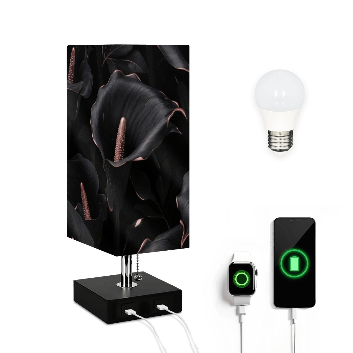 Kalie Noir — Lampa stołowa kwadratowa