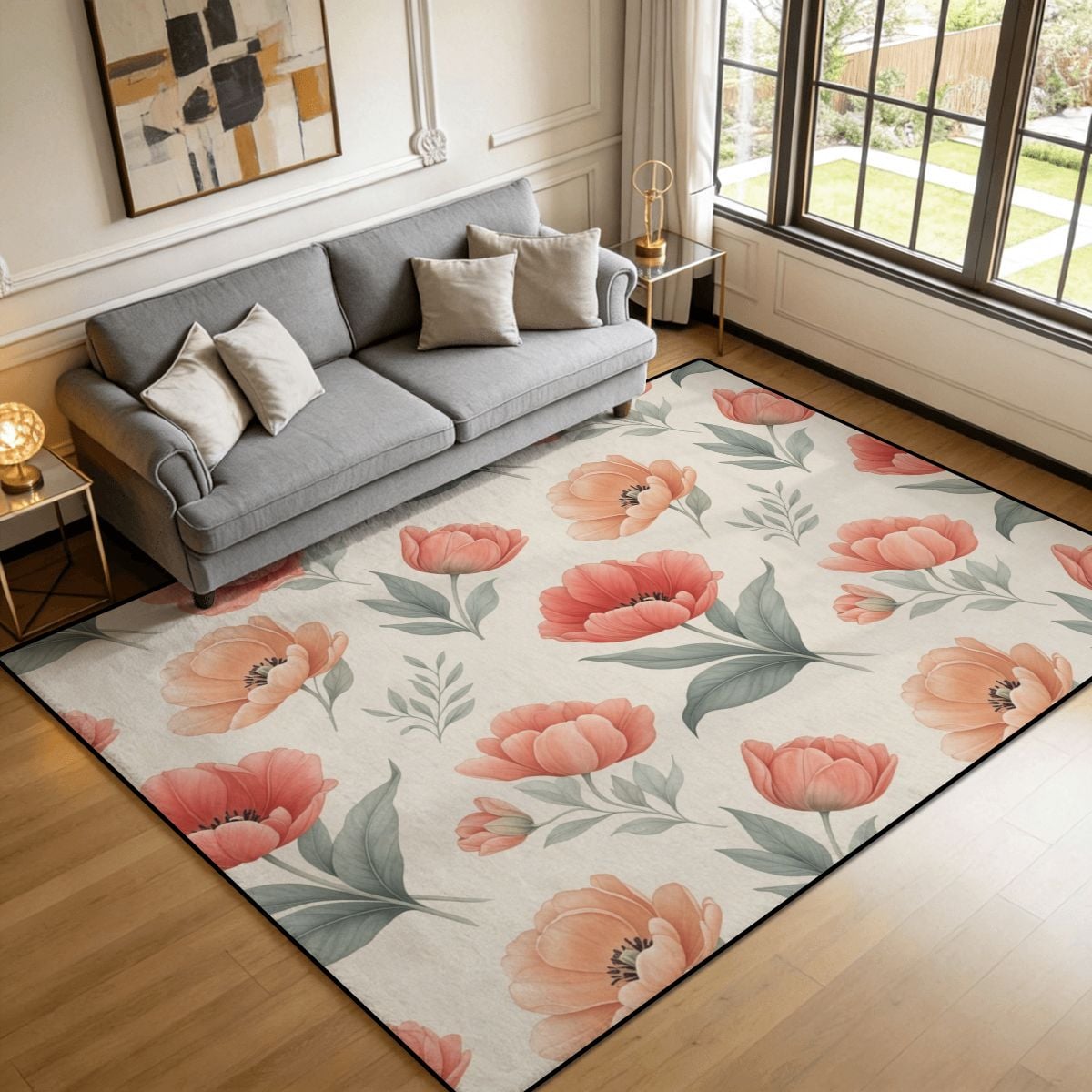 Area Rug Floor Carpet (4:3) 14tulipanypeachaop