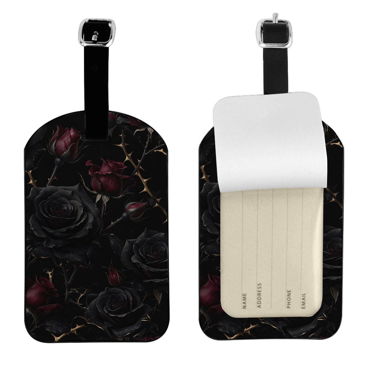 PU Leather Luggage Tag 09noirroseaopbezfald