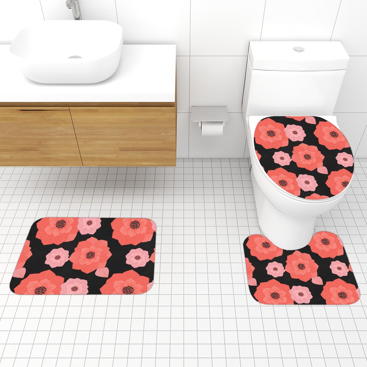 Bathroom Rugs Set 3 pcs 16cameliakoralaop