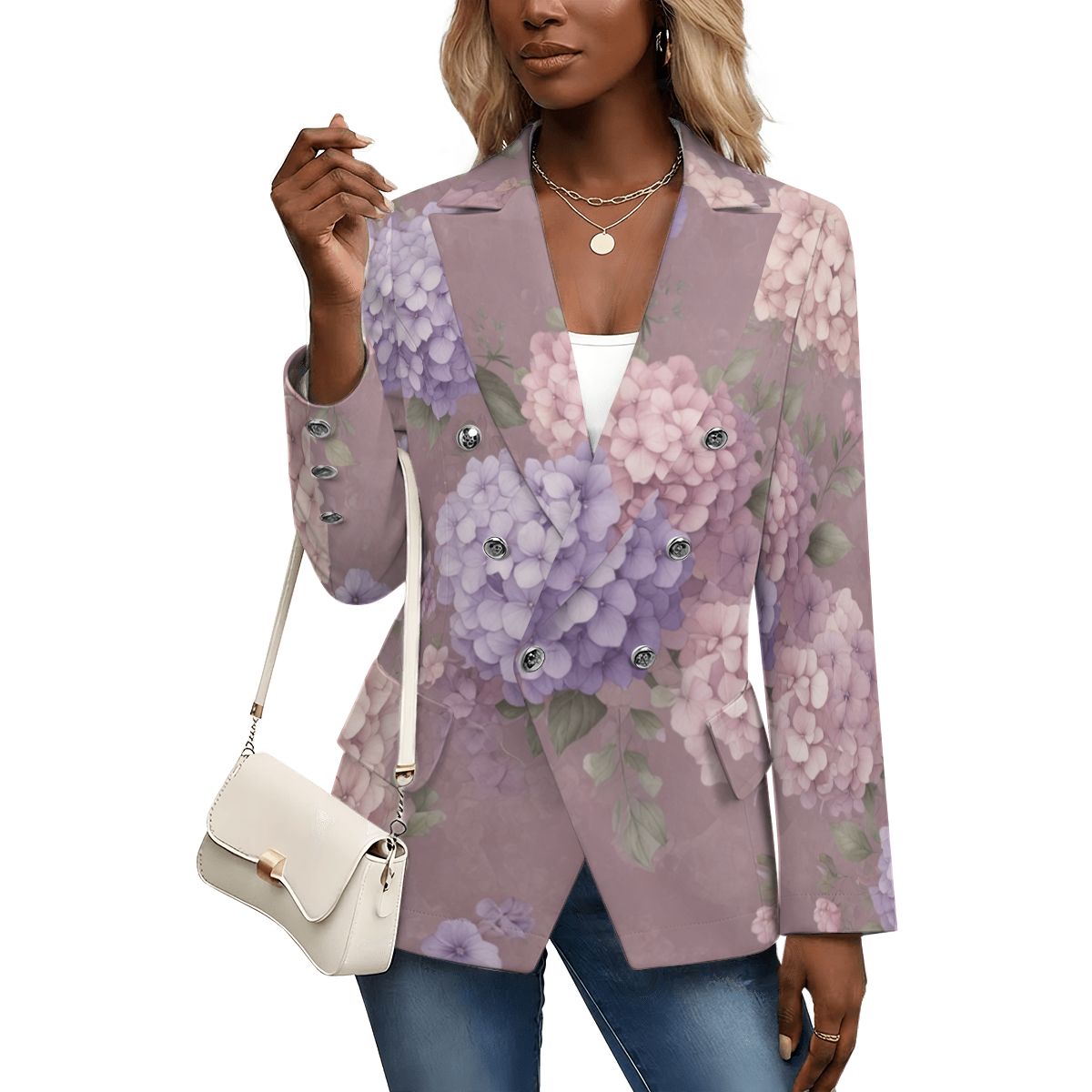 Women's Casual Blazer 08hortensjelawendaaop
