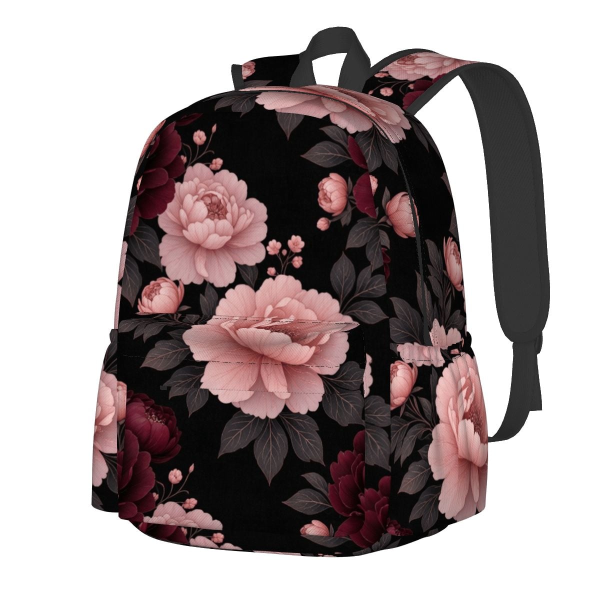 Large Capacity Oxford Backpack with Cloth Side Pockets 01peoniegardenaop