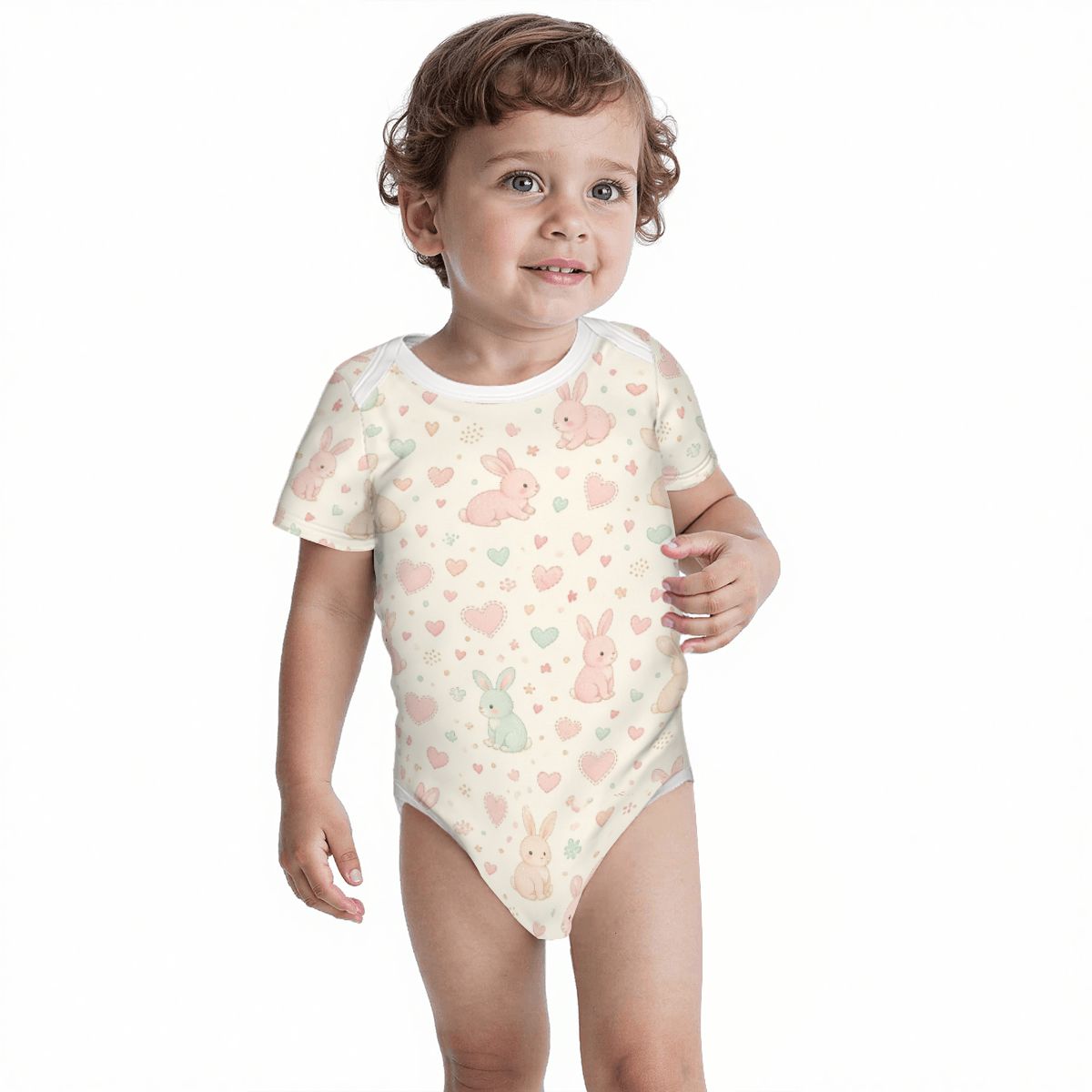 Baby Cotton Short Sleeve Onesies kroliczkiserca