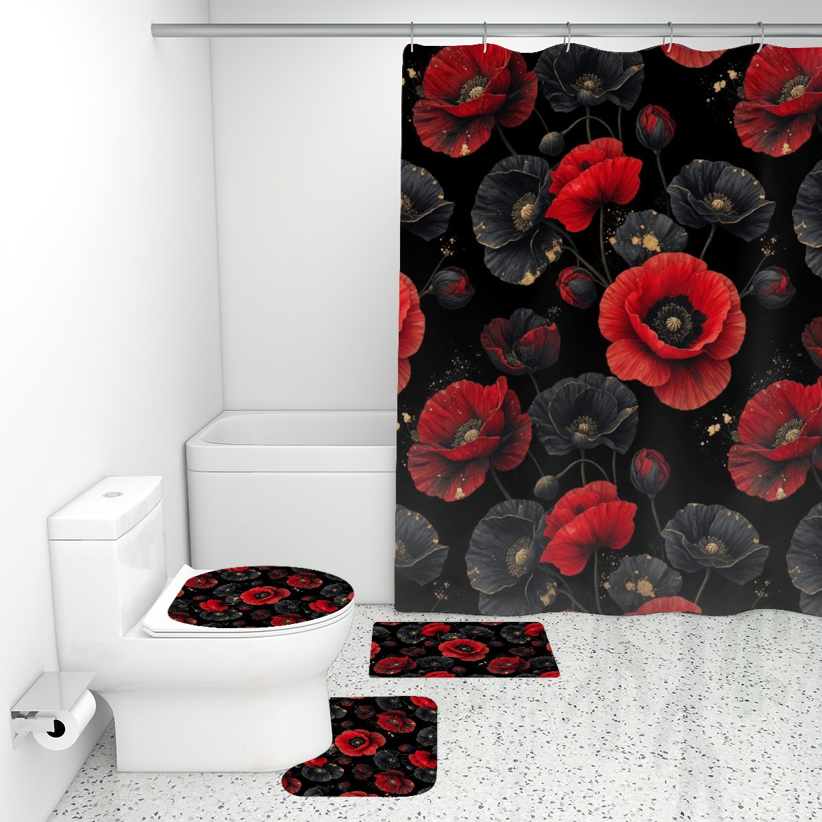 Bathroom Rugs Set with Shower Curtain 4 pcs 42makiv2aop
