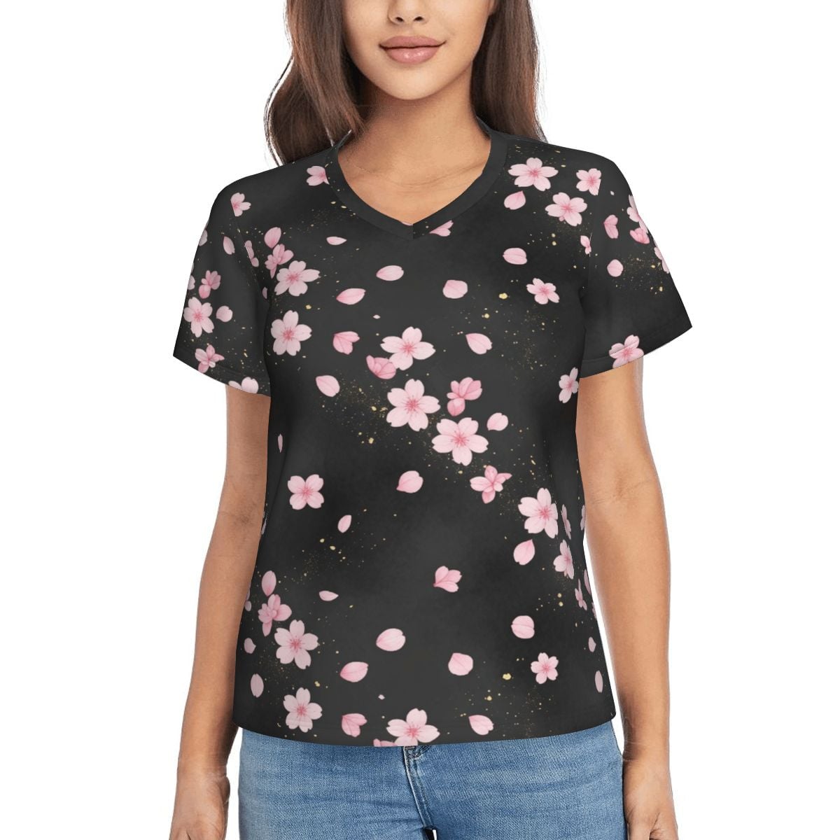 Women's VNeck ShortSleeve TShirt 06sakuradustaop