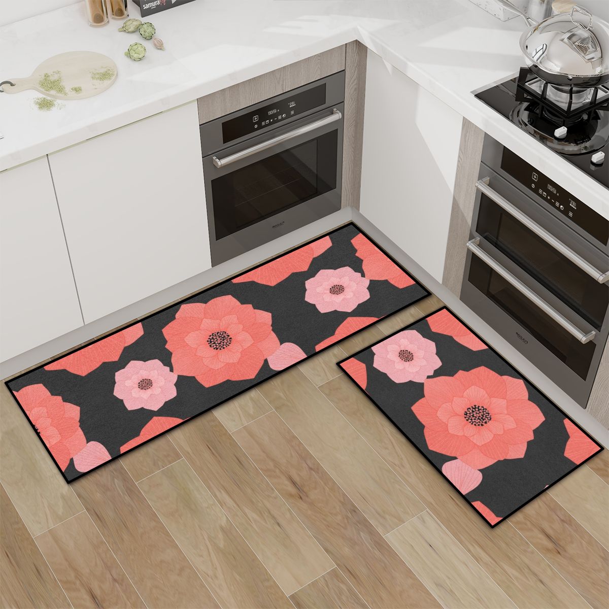 Kitchen Area Rug Set for Floor NonSlip Washable 16cameliakoralaop