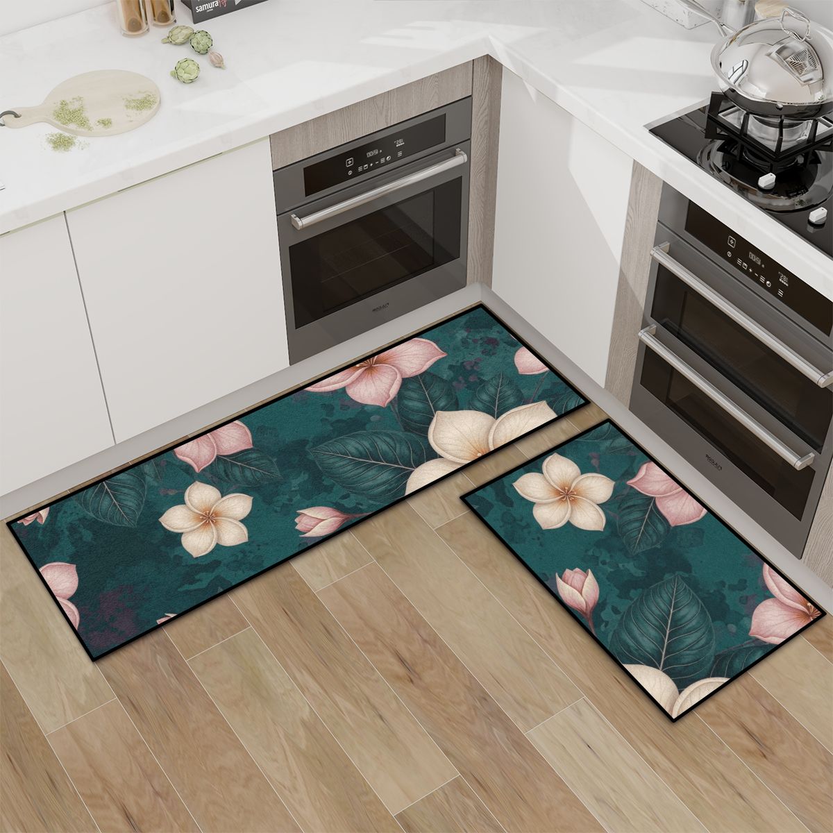 Kitchen Area Rug Set for Floor NonSlip Washable 10plumeriatropikaop