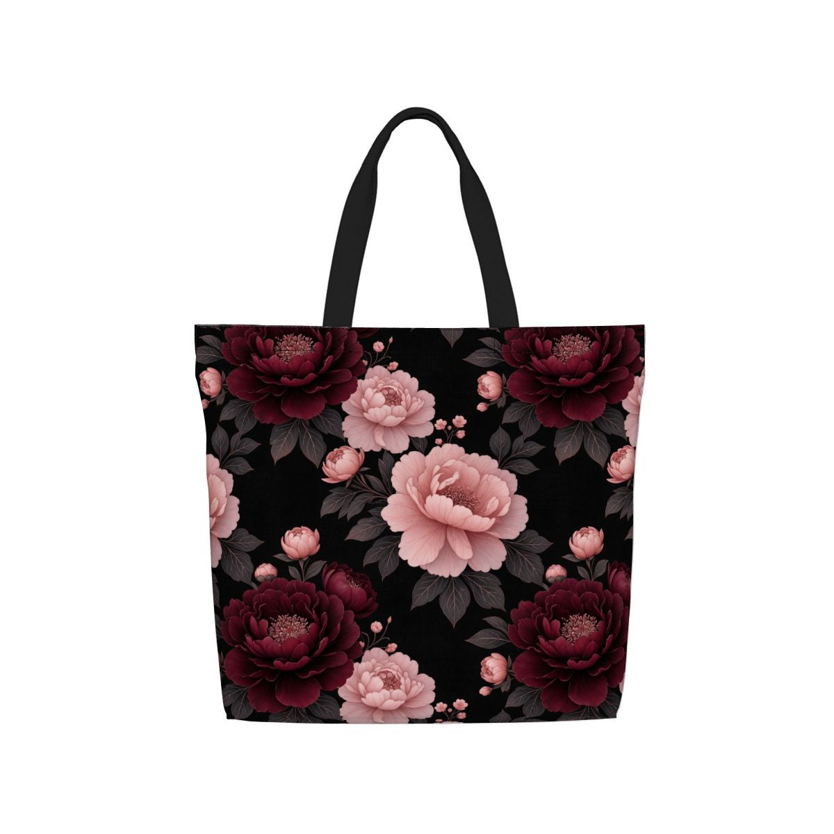 Large Capacity One Shoulder Tote Bag With Zipper 01peoniegardenaop