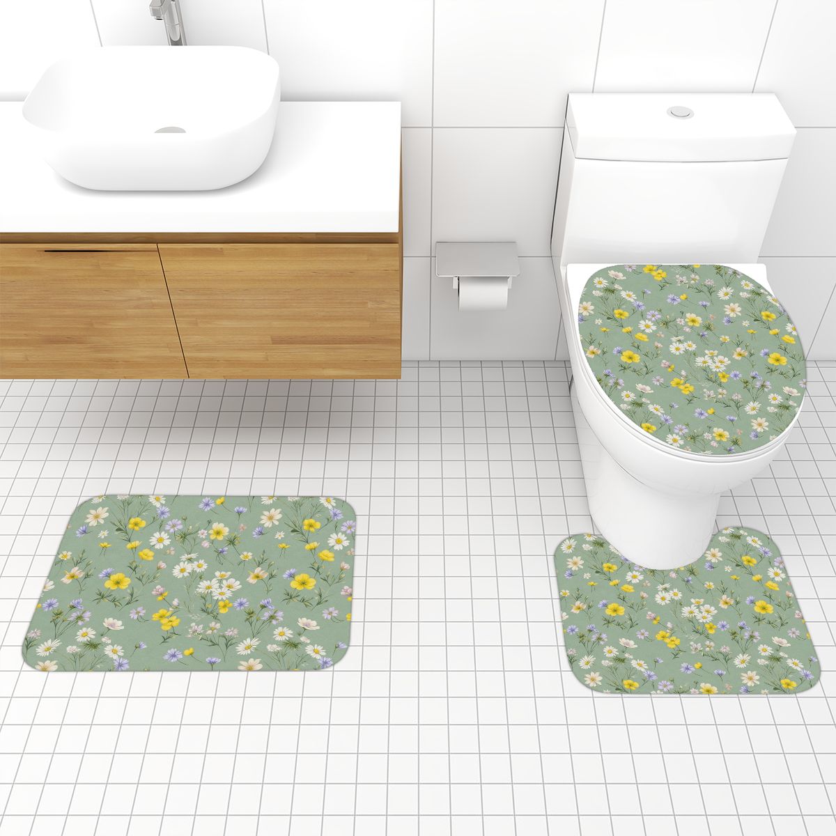 Bathroom Rugs Set 3 pcs 49lackav2aop