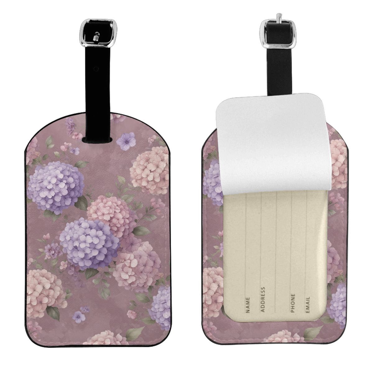 PU Leather Luggage Tag 08hortensjelawendaaop