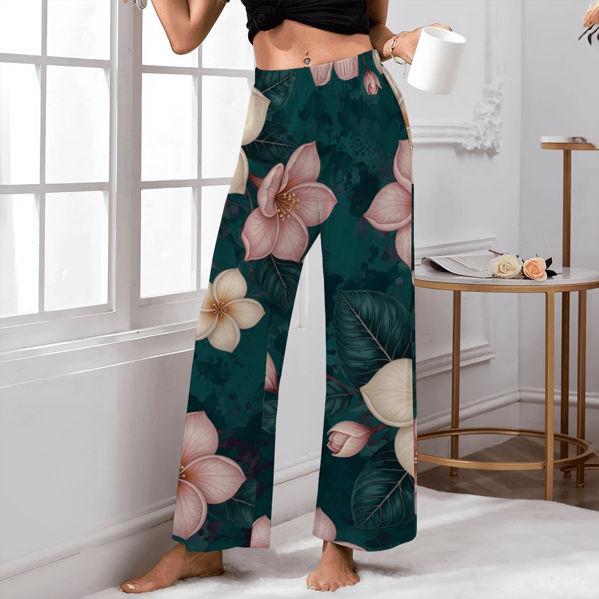 Women's Pajama Pants (Made in USA) 10plumeriatropikaop
