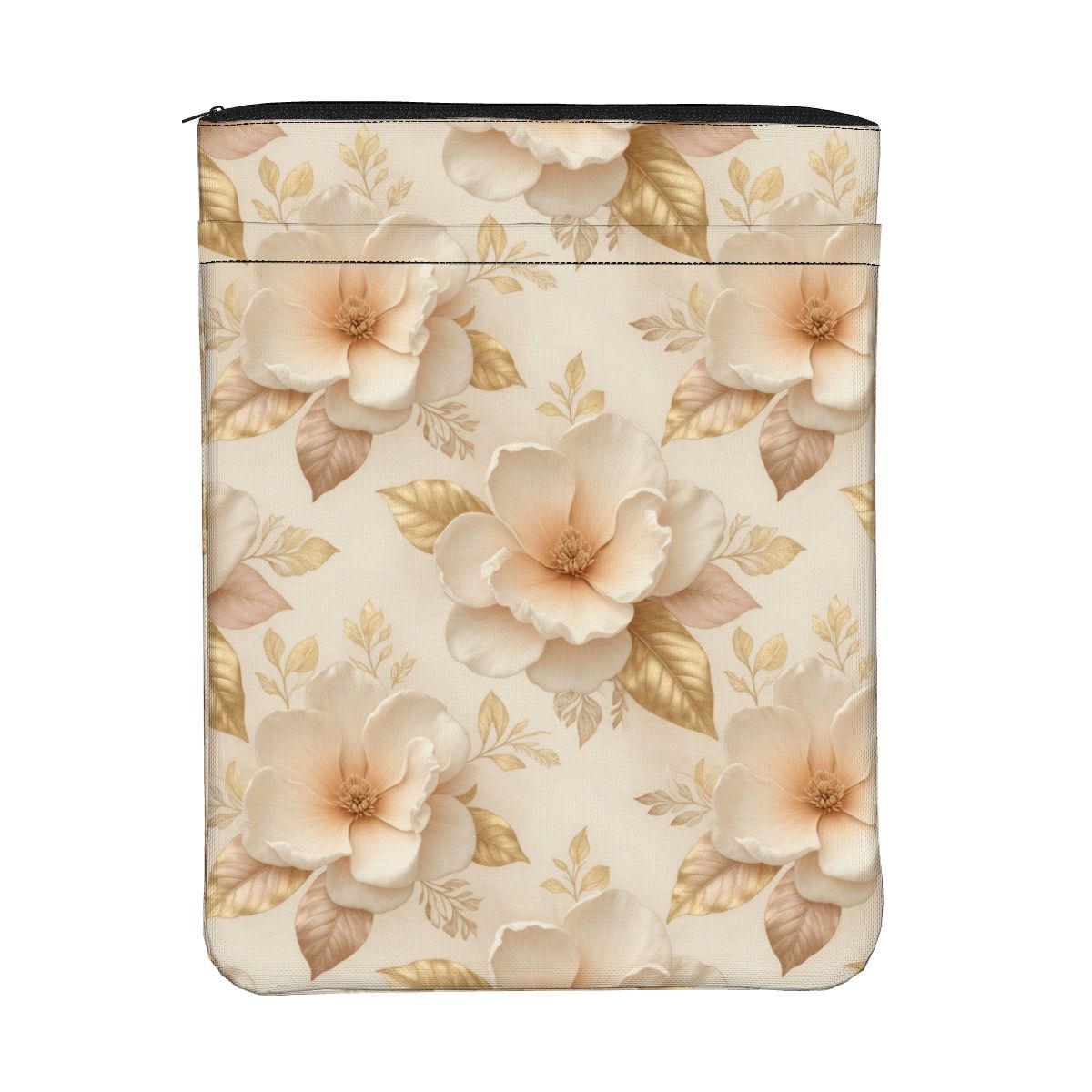 Zippered Book Sleeve with Pocket 04magnoliechampagneaop