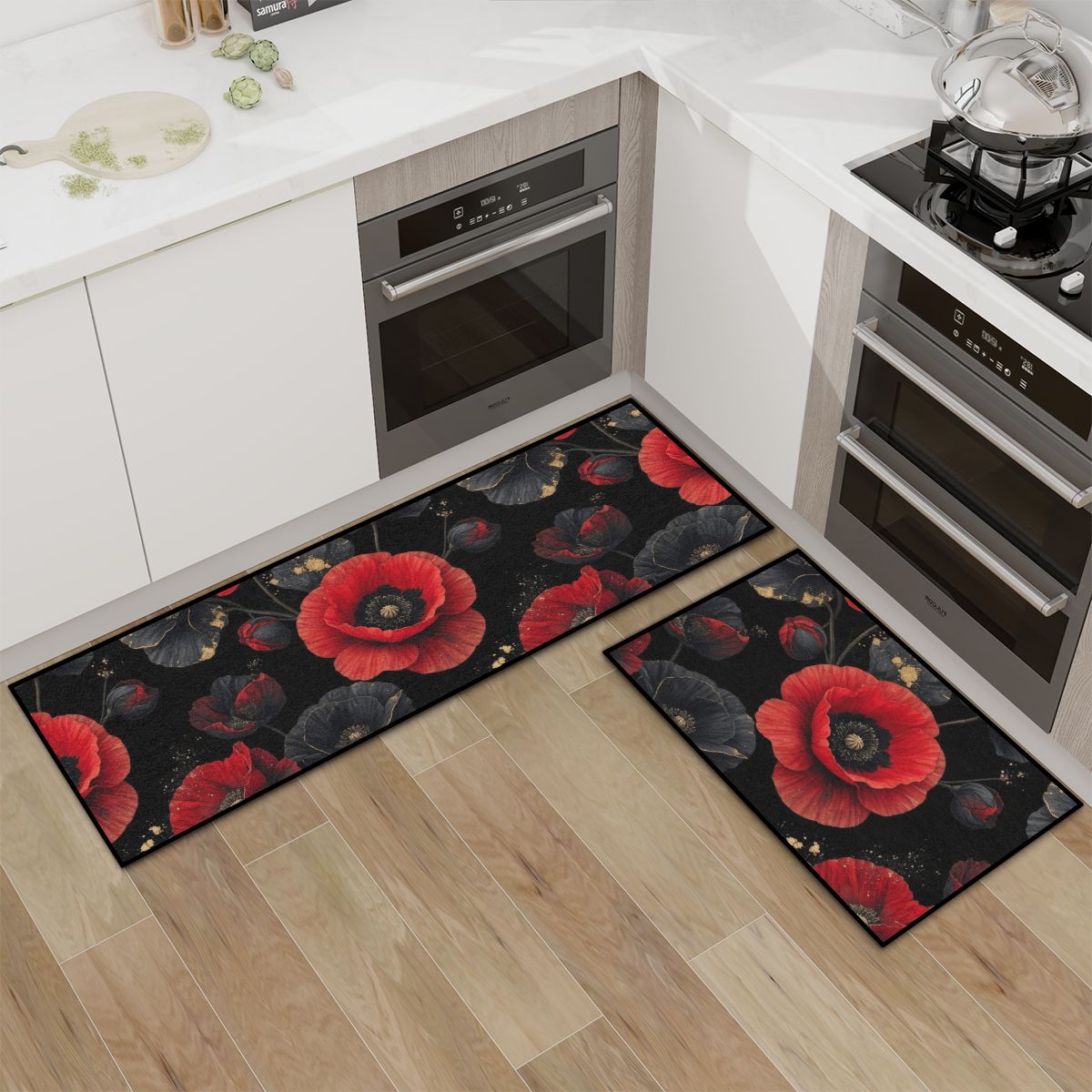 Kitchen Area Rug Set for Floor NonSlip Washable 42makiv2aop