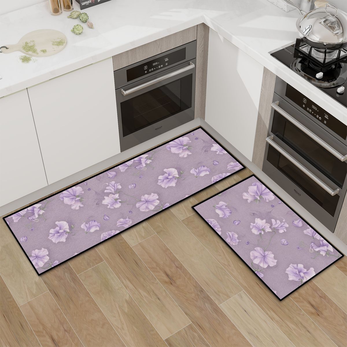Kitchen Area Rug Set for Floor NonSlip Washable 23groszeklawendaaop