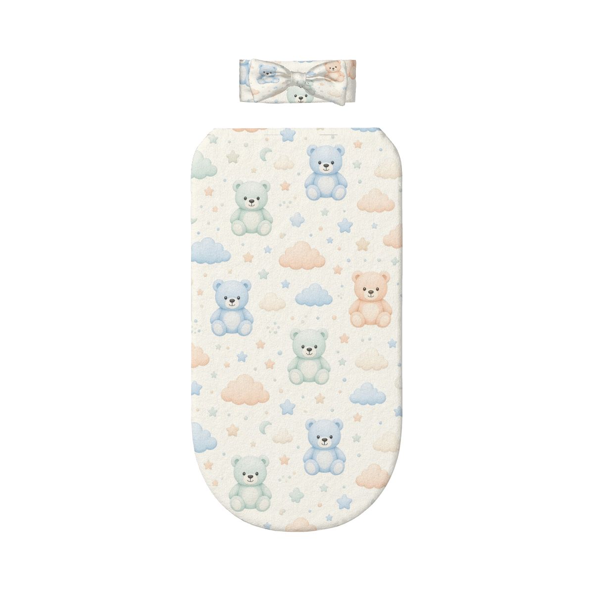 Baby Swaddle Sack with Baby Headbands misiechmurki