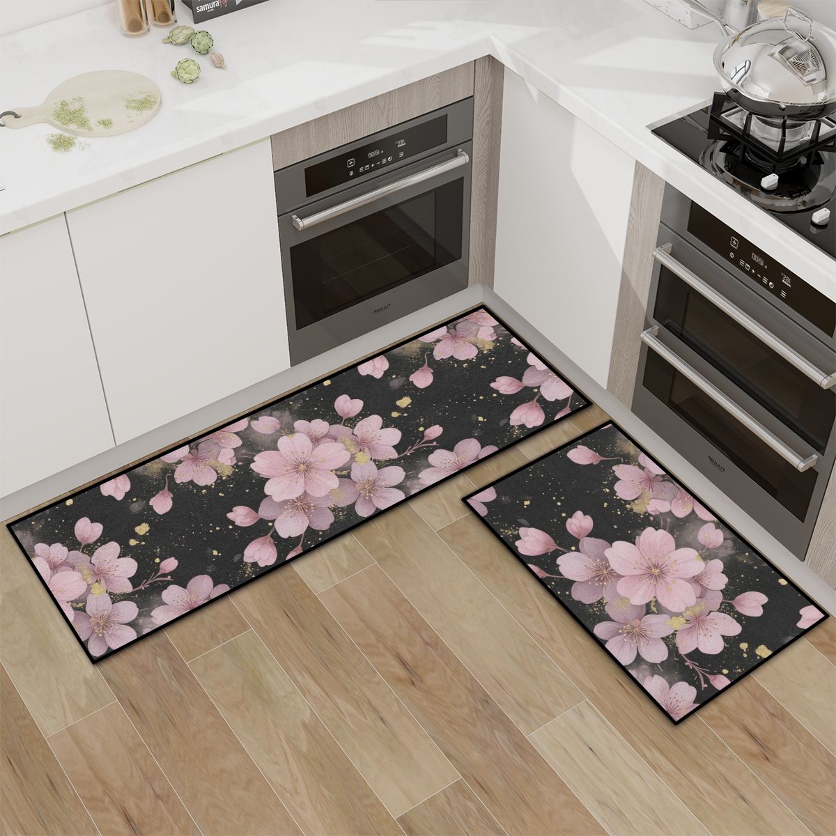 Kitchen Area Rug Set for Floor NonSlip Washable 32sakuragestaaop