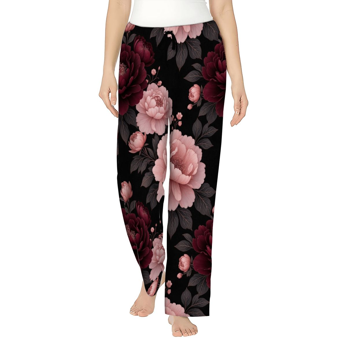 Women's Pajama Pants Customized Services 01peoniegardenaop