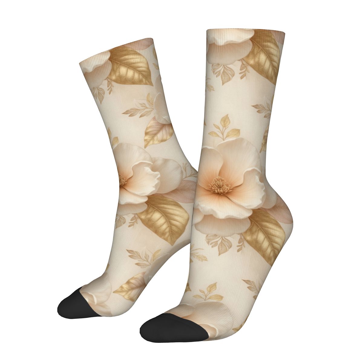 Unisex Contrast Crew Socks (Made in USA) 04magnoliechampagneaop