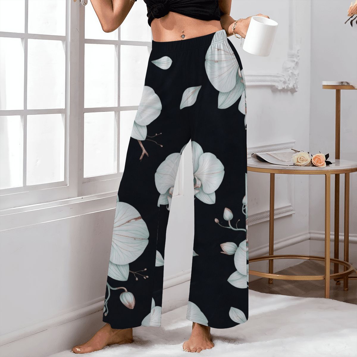 Women's Pajama Pants (Made in USA) 03orchideenocaop