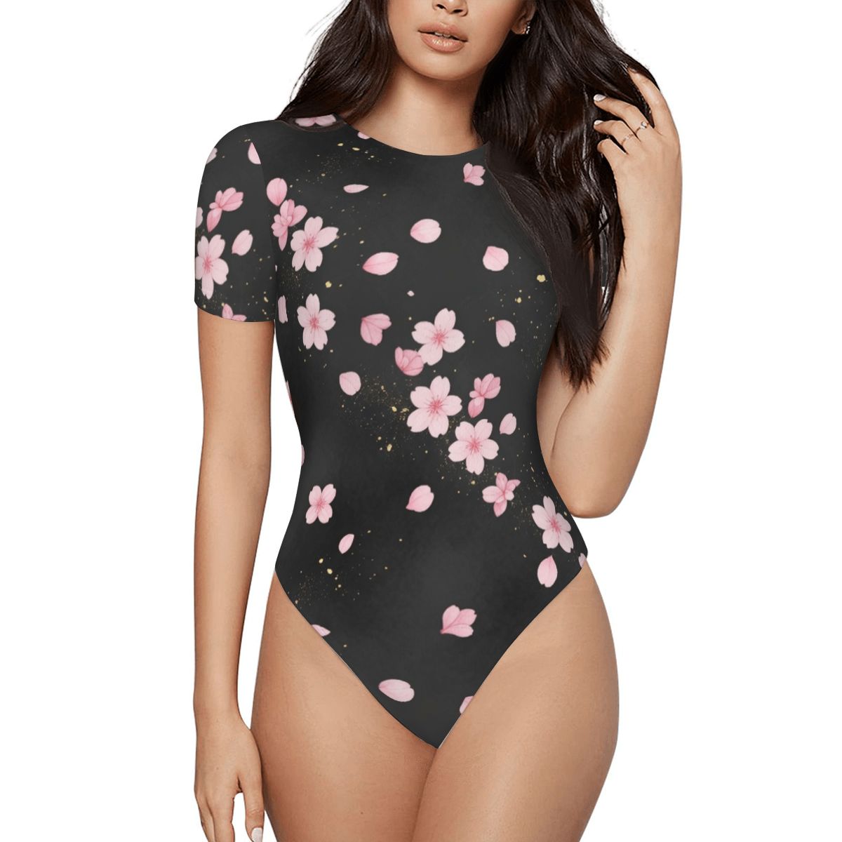 Women Short Sleeve Bodysuit 06sakuradustaop