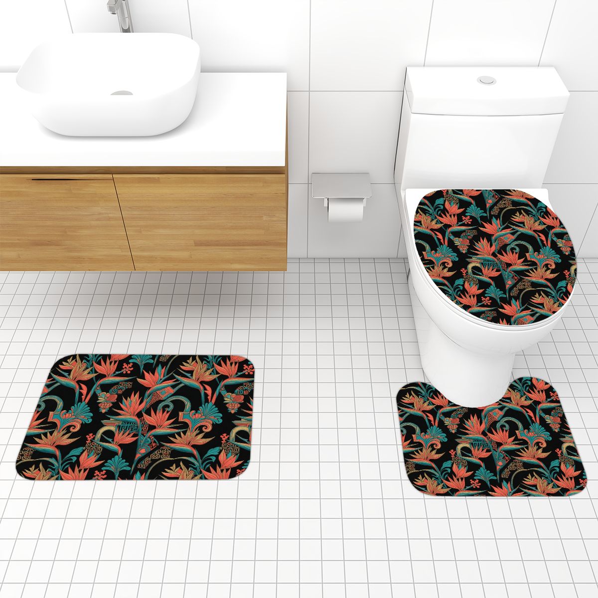 Bathroom Rugs Set 3 pcs 50rajskiptakv2aop