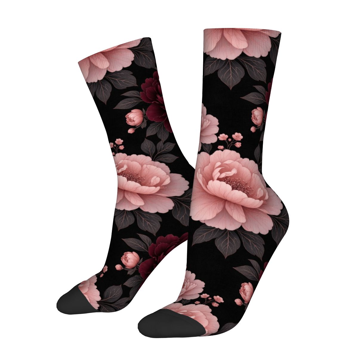 Unisex Contrast Crew Socks (Made in USA) 01peoniegardenaop