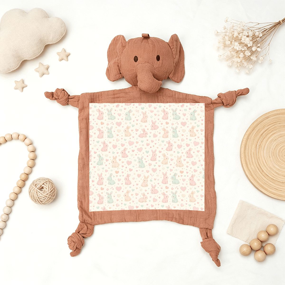Muslin Baby Lovey  Animal Security Blanket kroliczkiserca