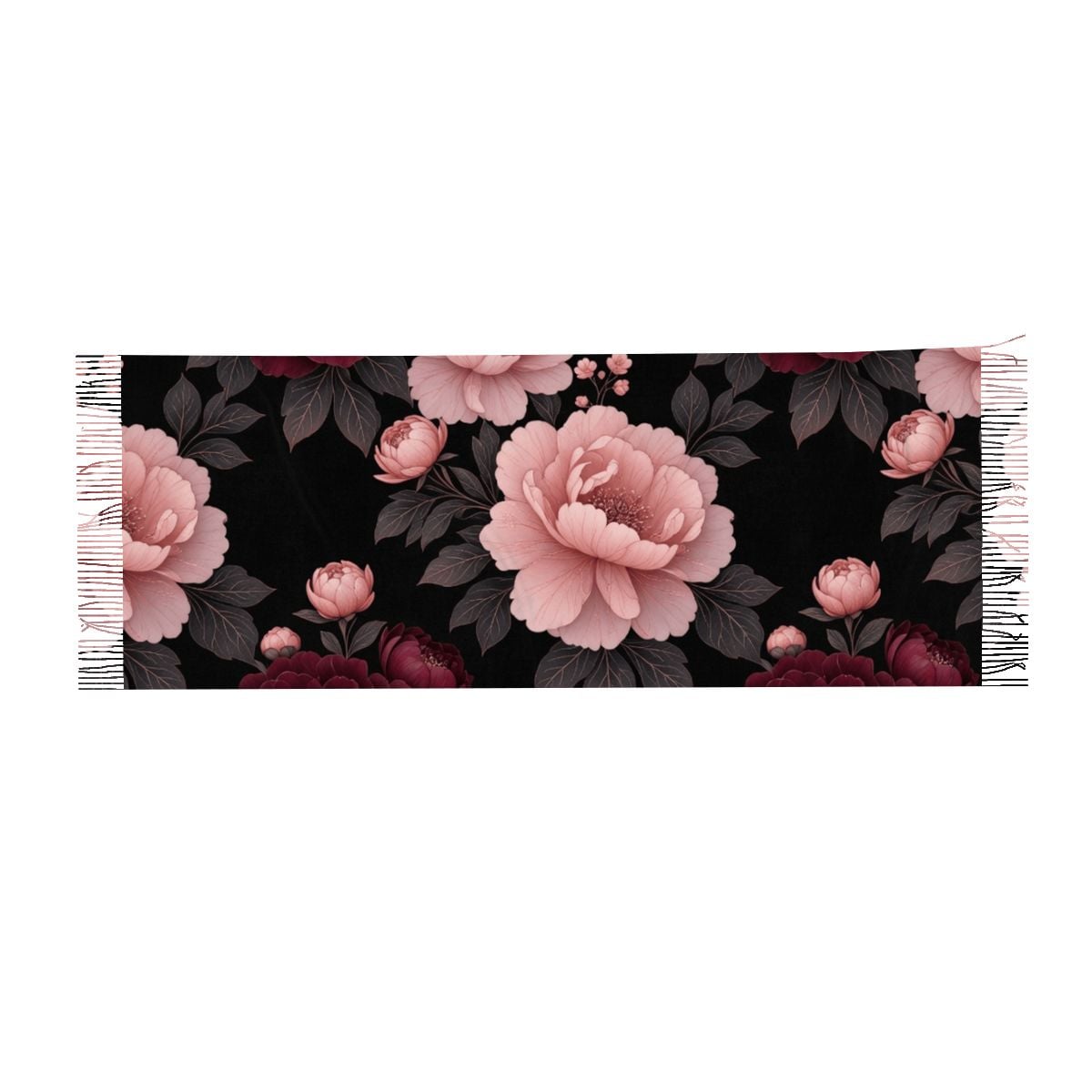 Warm Fringed Scarf for Women (Horizontal) 01peoniegardenaop