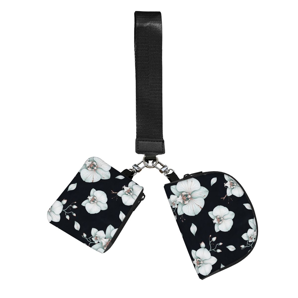 Dual Pouch Keychain Wristlet Wallet 03orchideenocaop