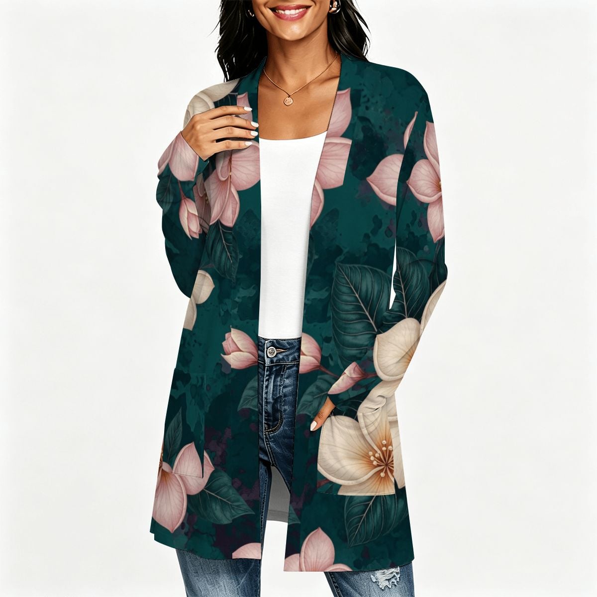 Women's Lightweight Open Front Cardigan 10plumeriatropikaop