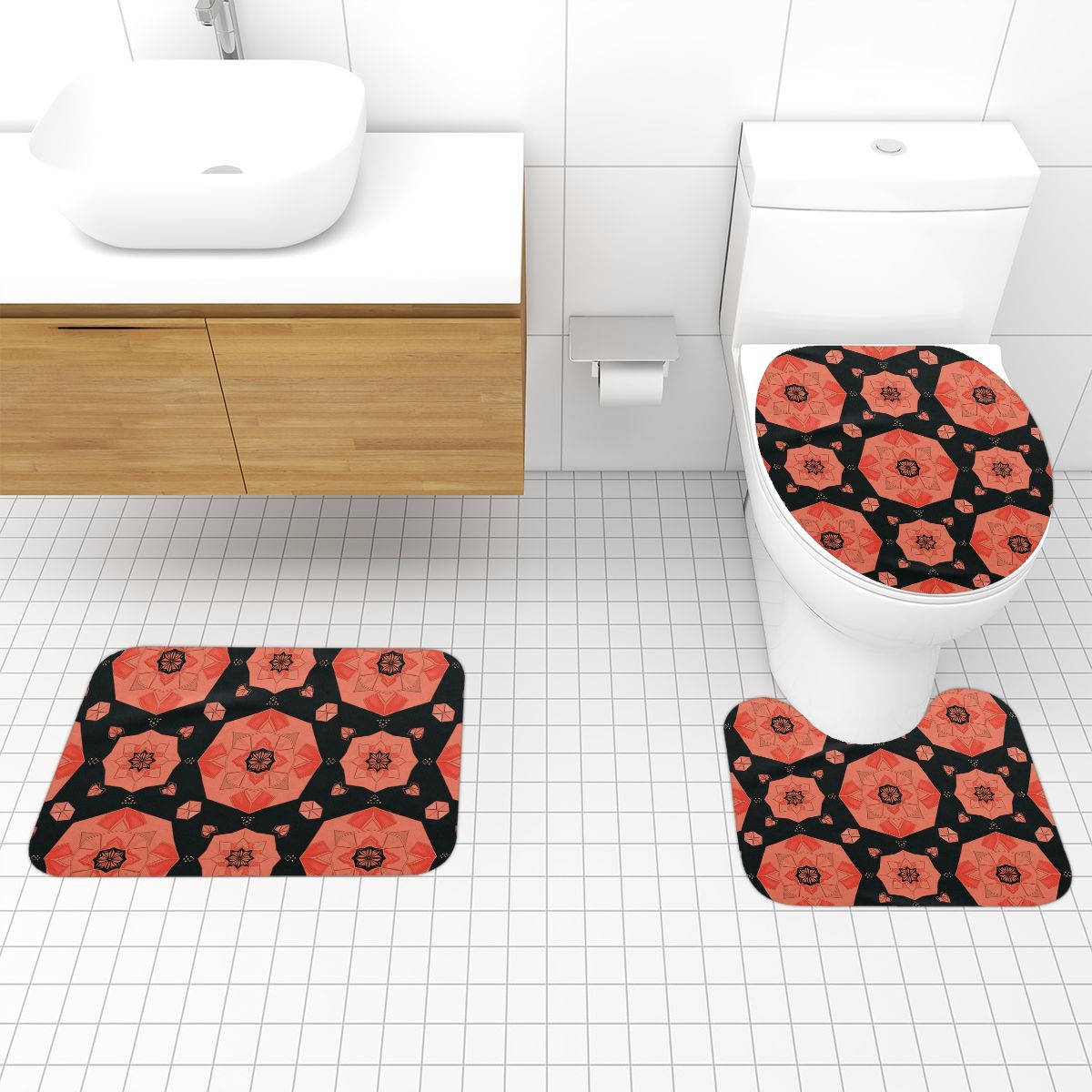 Bathroom Rugs Set 3 pcs 41cameliav2aop