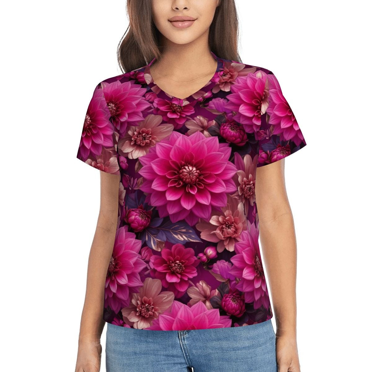 Women's VNeck ShortSleeve TShirt 07daliefuksjaaop