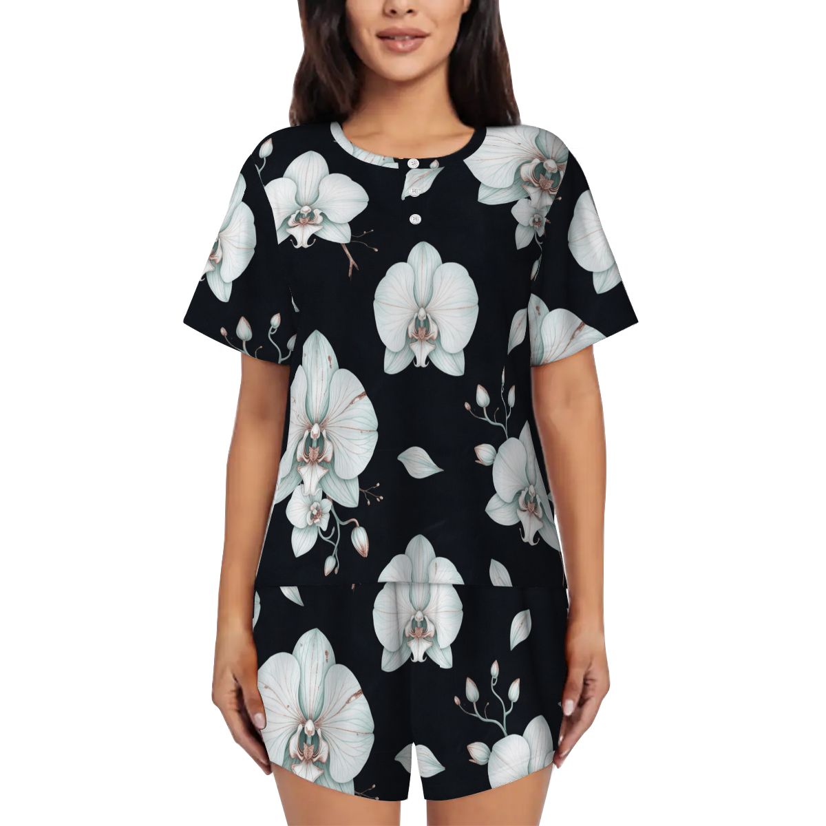 Pajama Sets for Women Crew Neck Short Sleeve 03orchideenocaop